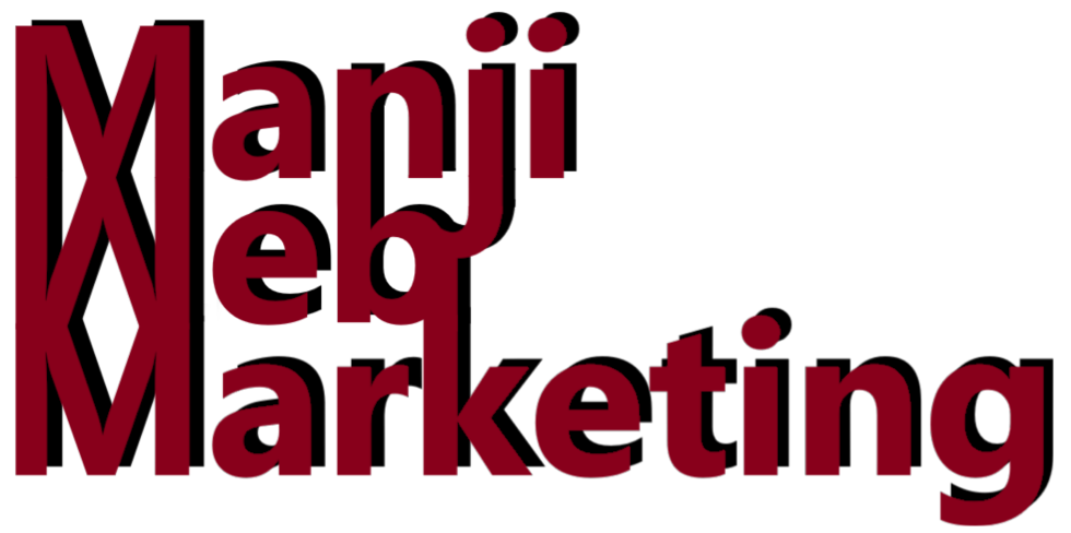 Manji Web Marketing, ícone escrita vermelha, 980x488 px